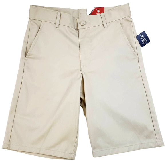 IZOD Shorts Kid's 10 Regular Khaki Flat Front Natural Stretch NEW School Pants - Picture 1 of 9